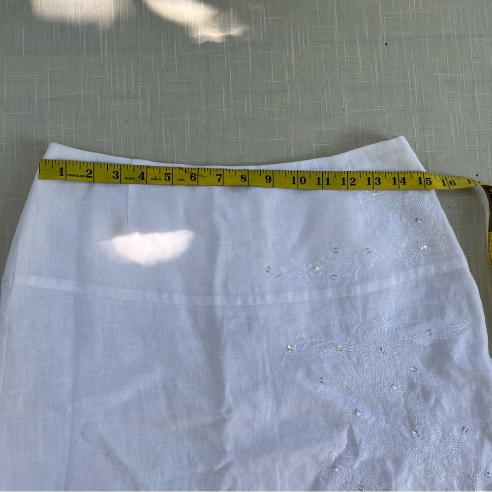 Edward Linen Skirt Embroidered Front 6 - Picture 8 of 9